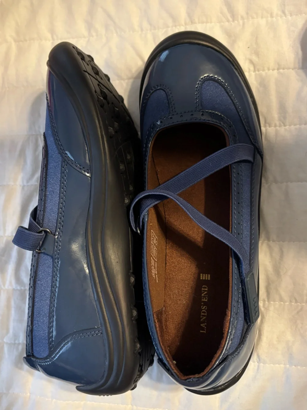 Lands End Mary Jane Blue Comfort Dress Shoe Size 6B‎ New!
